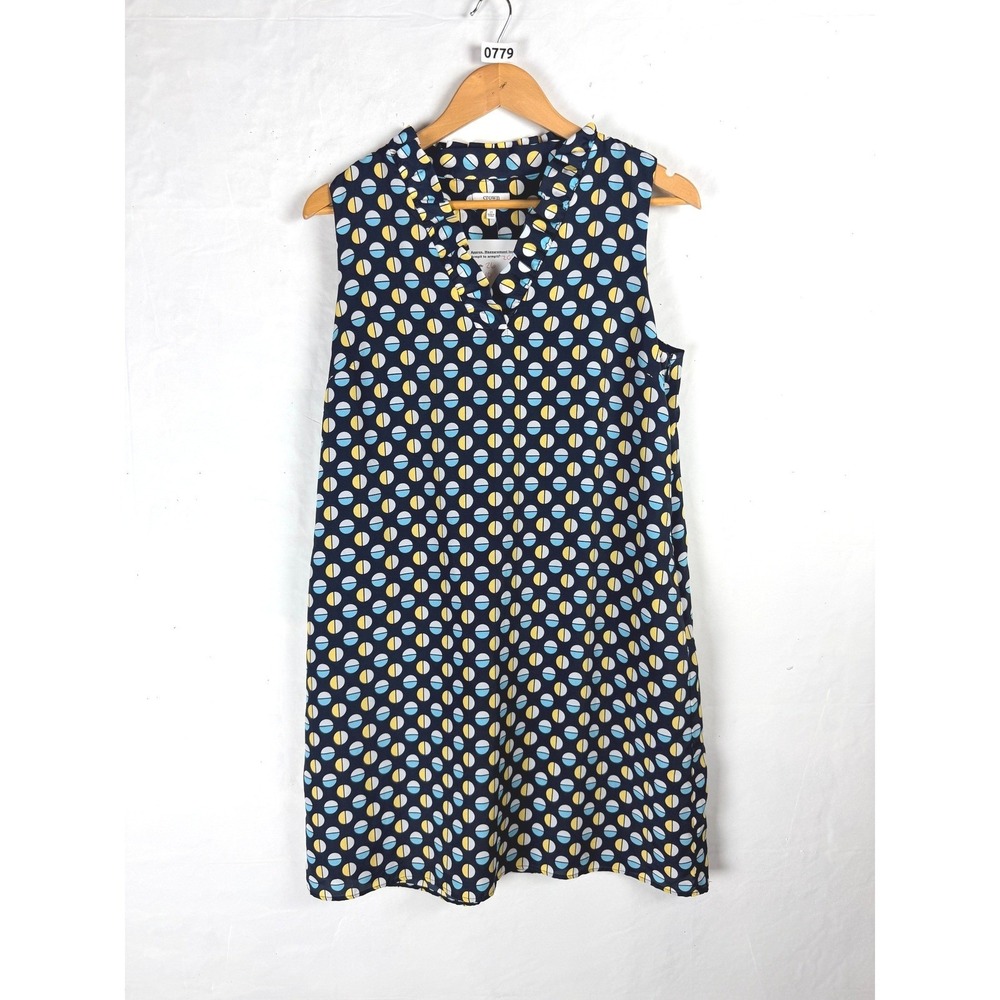 2/$30 Crown & Ivy Navy Blue Geometric Polka Dot Sleeveless Shift Dress Size 10